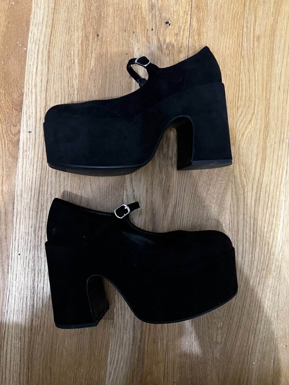 Chunky Suede Mary Jane Platform Heels